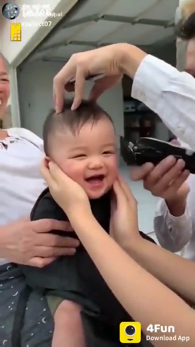 Baby hair cuting funny
